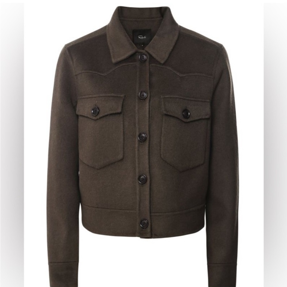 Rails Easton Wool Blend Crop Jacket in Olive Green